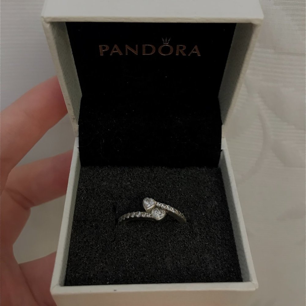 Pandora Two Sparkling Hearts Ring